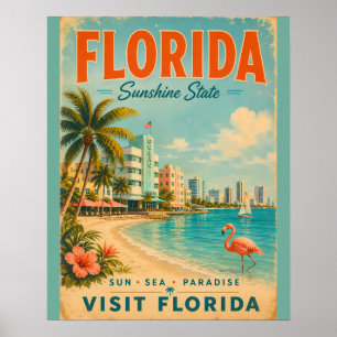 Póster de viaje vintage del estado de Sunshine Flo
