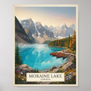 Póster de viaje vintage del lago Moraine Canadá   