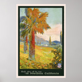 Póster de viaje vintage del sur de California