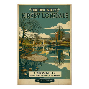 Póster de viaje vintage del valle de Lune en Kirkb