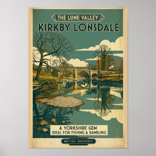 Póster de viaje vintage del valle de Lune en Kirkb