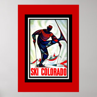 Póster de viaje vintage esquí Colorado