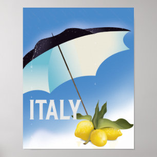 Póster de viaje vintage estilo limones de Italia