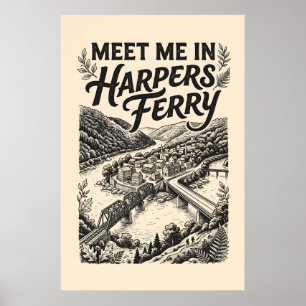 Póster de viaje vintage Harpers Ferry WV