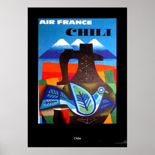 Póster de viaje vintage impresión Chile
