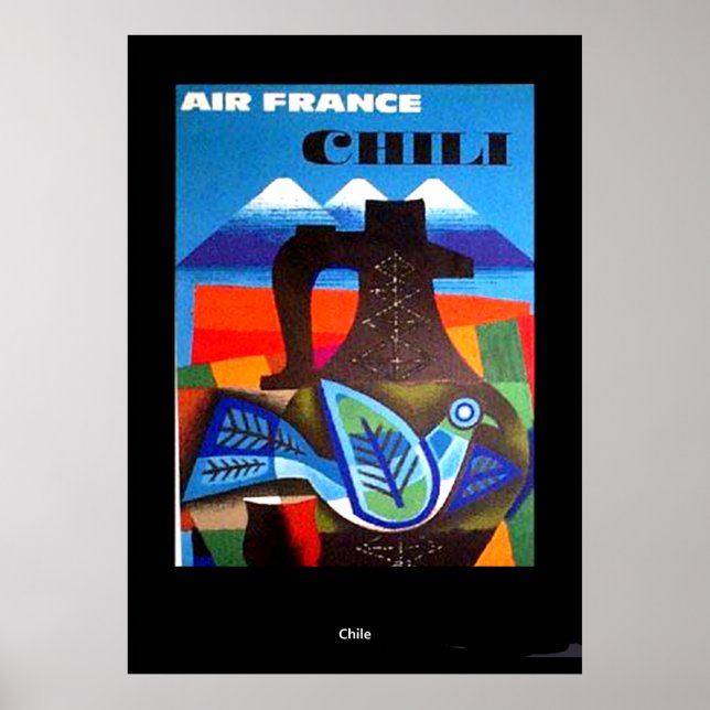 Póster de viaje vintage impresión Chile (Frente)