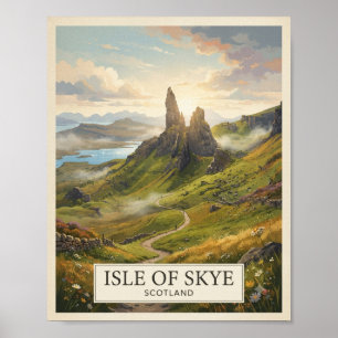 Póster de viaje vintage Isla de Skye Escocia