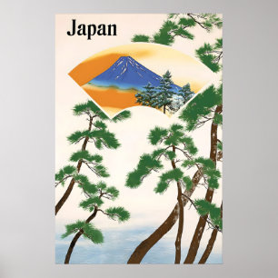Póster de viaje vintage Japón Arte de pared Monte 