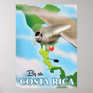 Póster de viaje vintage Mapa de Costa Rica