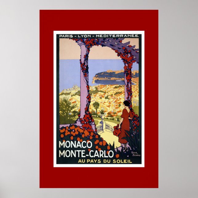 Póster de viaje vintage Mónaco Monte Carlo (Frente)