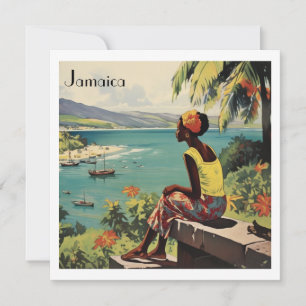 Póster de viaje vintage mujer jamaicana