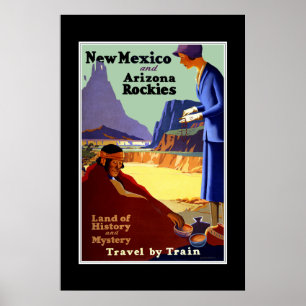 Póster de viaje vintage Nuevo México Arizona Rocki