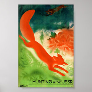 Póster de viaje vintage restaurado de caza de la U