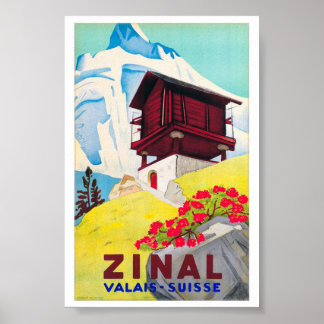 Póster de viaje vintage restaurado de Zinal, Suiza