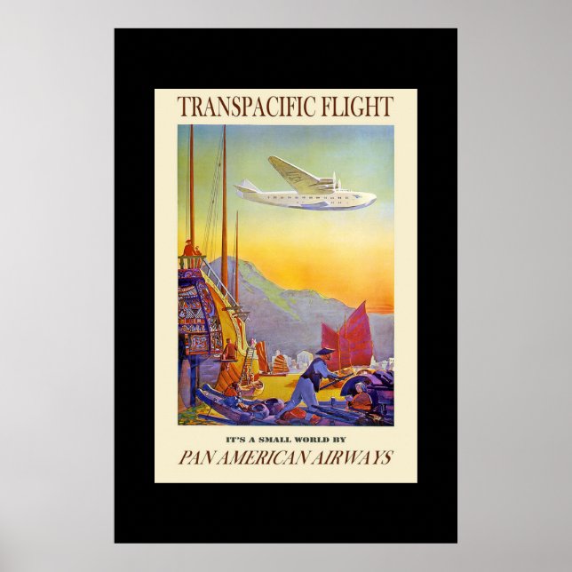 Póster de viaje vintage transpacífico (Frente)