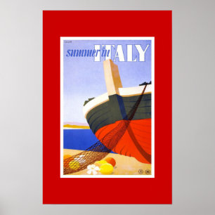 Póster de viaje vintage verano en Italia