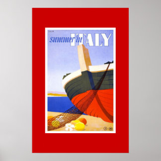Póster de viaje vintage verano en Italia