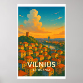 Póster de viaje vintage Vilnius Lituania