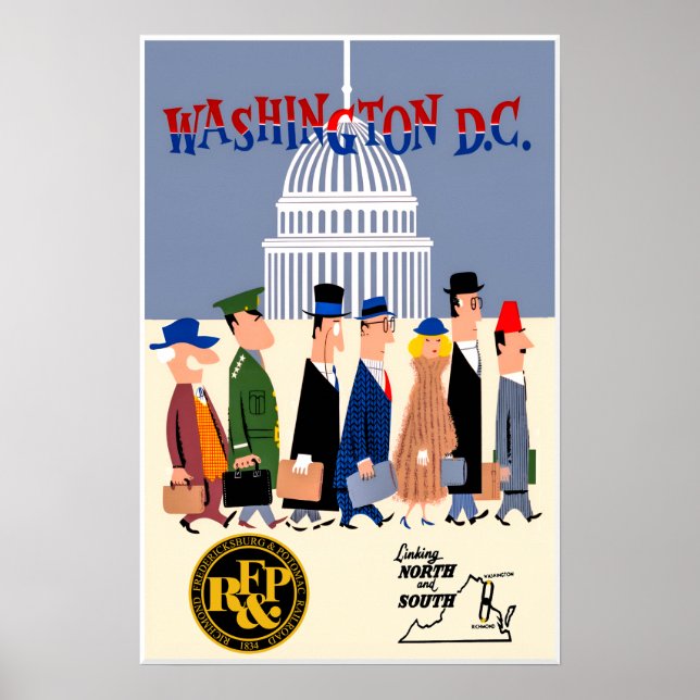 Póster de viajero de Washington DC (Frente)