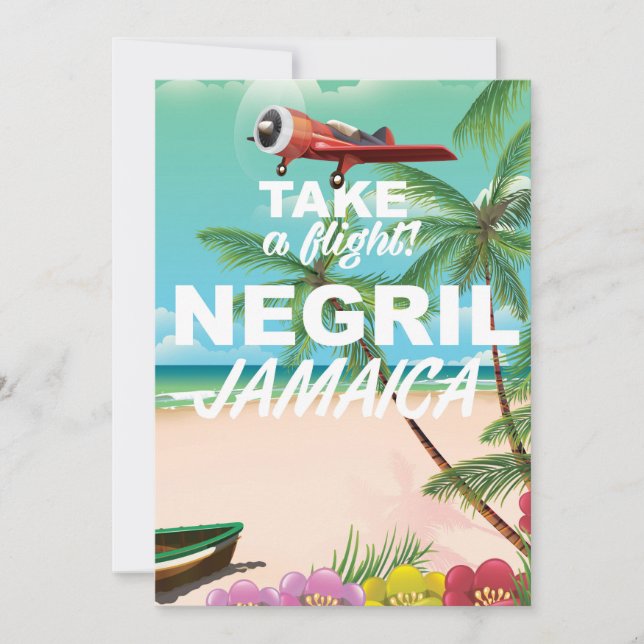 Poster de viajes añejos de Negril Beach Jamaica (Anverso)