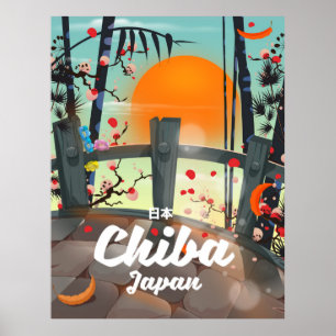 Poster de viajes de Chiba Japan arte impreso.