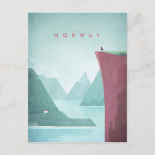 Poster de Viajes de la Vintage de Noruega - Postal