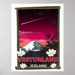 póster de viajes de vesturland Islandia