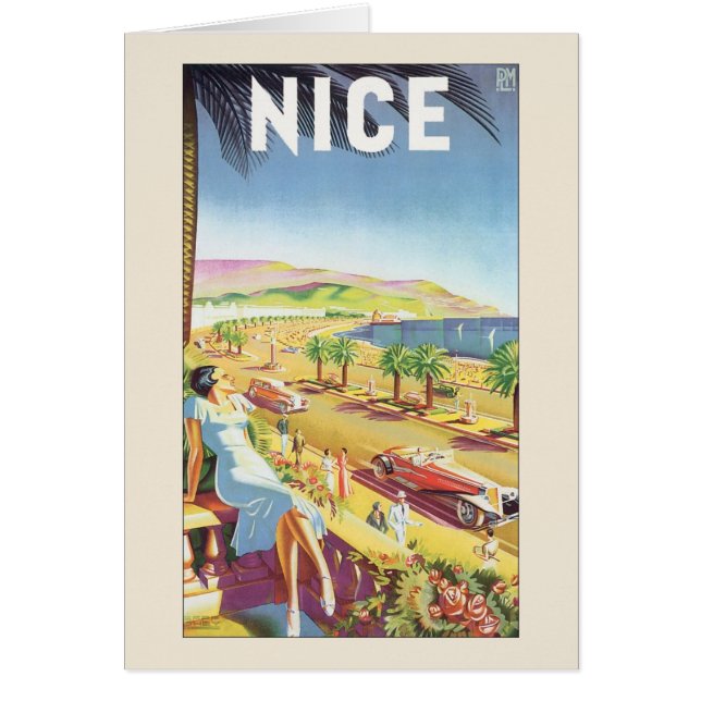 Poster de Viajes de Vintage, Niza, Francia, Rivier (Frente)