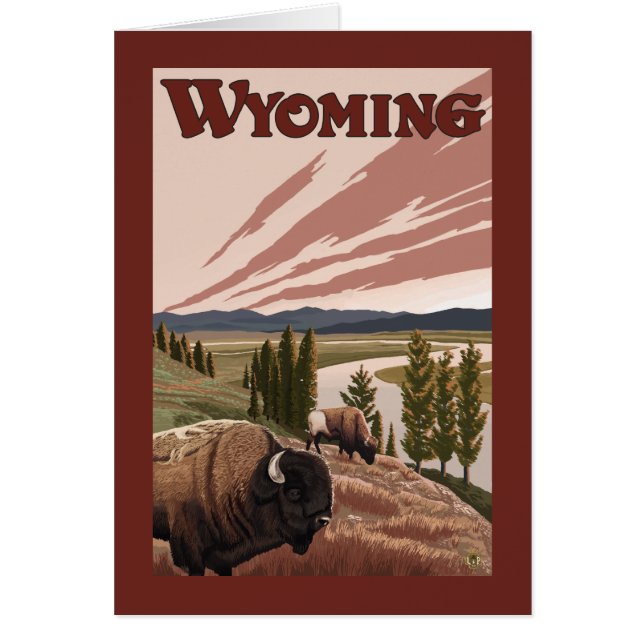 Poster de Viajes de Yellowstone River Bison Vintag (Frente)