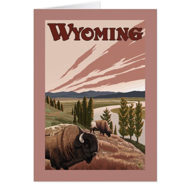 Poster de Viajes de Yellowstone River Bison Vintag (Frente)