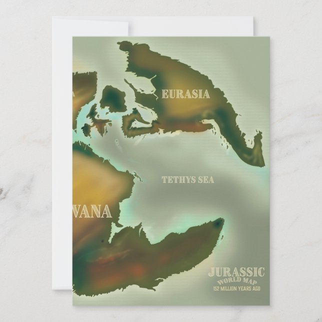 Poster de viajes Jurassic Map Vintage. (Anverso)