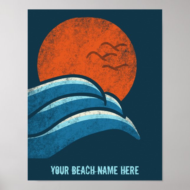 Póster de viajes Personalizado DIY Beach Ocean Sur (Frente)