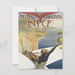 Poster de Viajes Vintage, avión sobre Niza Francia