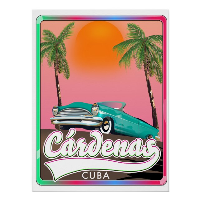 Poster de viajes vintage de Cárdenas Cuba (Anverso)