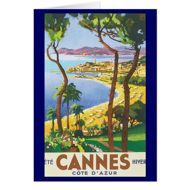 Poster de Viajes Vintage, Playa de Cannes, Francia (Frente)