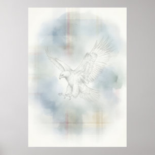 Póster de vida silvestre escocesa con águila de ta