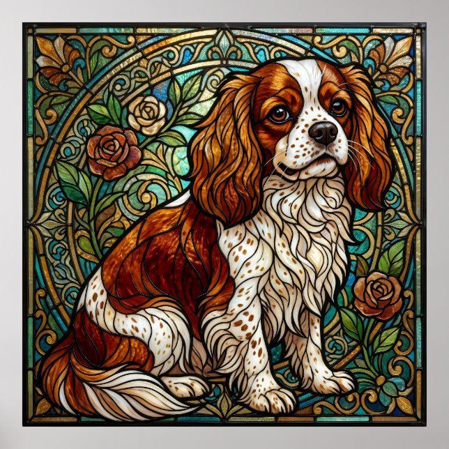Póster de Vidrio Emplomado del Cavalier King Charl (Frente)