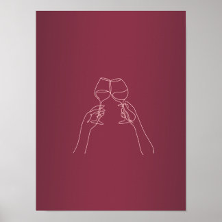 Póster de vino Cheers