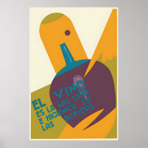Póster de vino español vintage El vino es lo más s