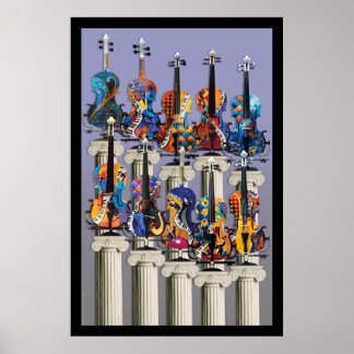 Poster de violín, arte musical de violín, arte de