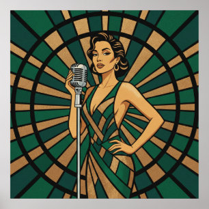 Póster de violonchelista vidrio emplomado elegante