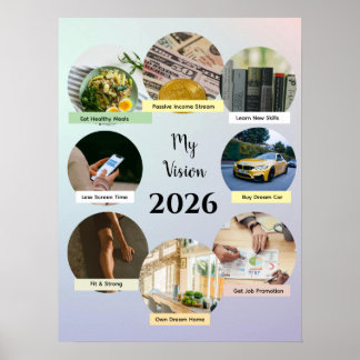 Póster de visión de círculos pastel estéticos 2026
