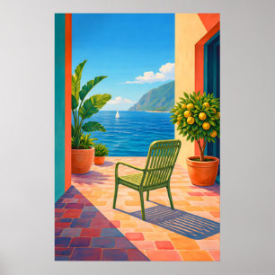 Póster de Vista al Mar desde Terraza Mediterránea,