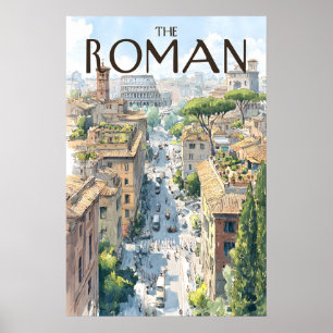 Póster de Vista de Calle de la Ciudad de Roma Coli