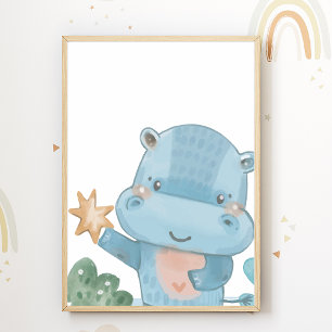 Póster de vivero de hipopótamo Decoración de habit