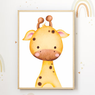 Póster de vivero de jirafa linda Decoración de la