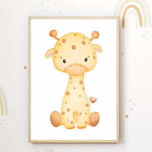 Póster de vivero de jirafa linda Decoración de la