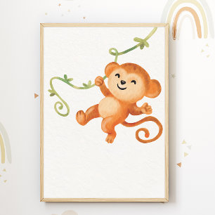 Póster de vivero de mono lindo Decoración de la ha