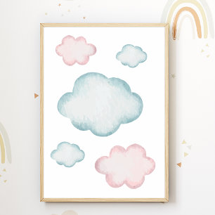 Póster de vivero de nube pastel Decoración de habi