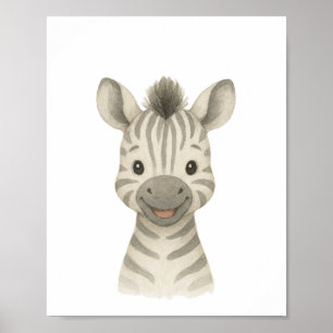 Póster de vivero de safari neutral para bebé cebra